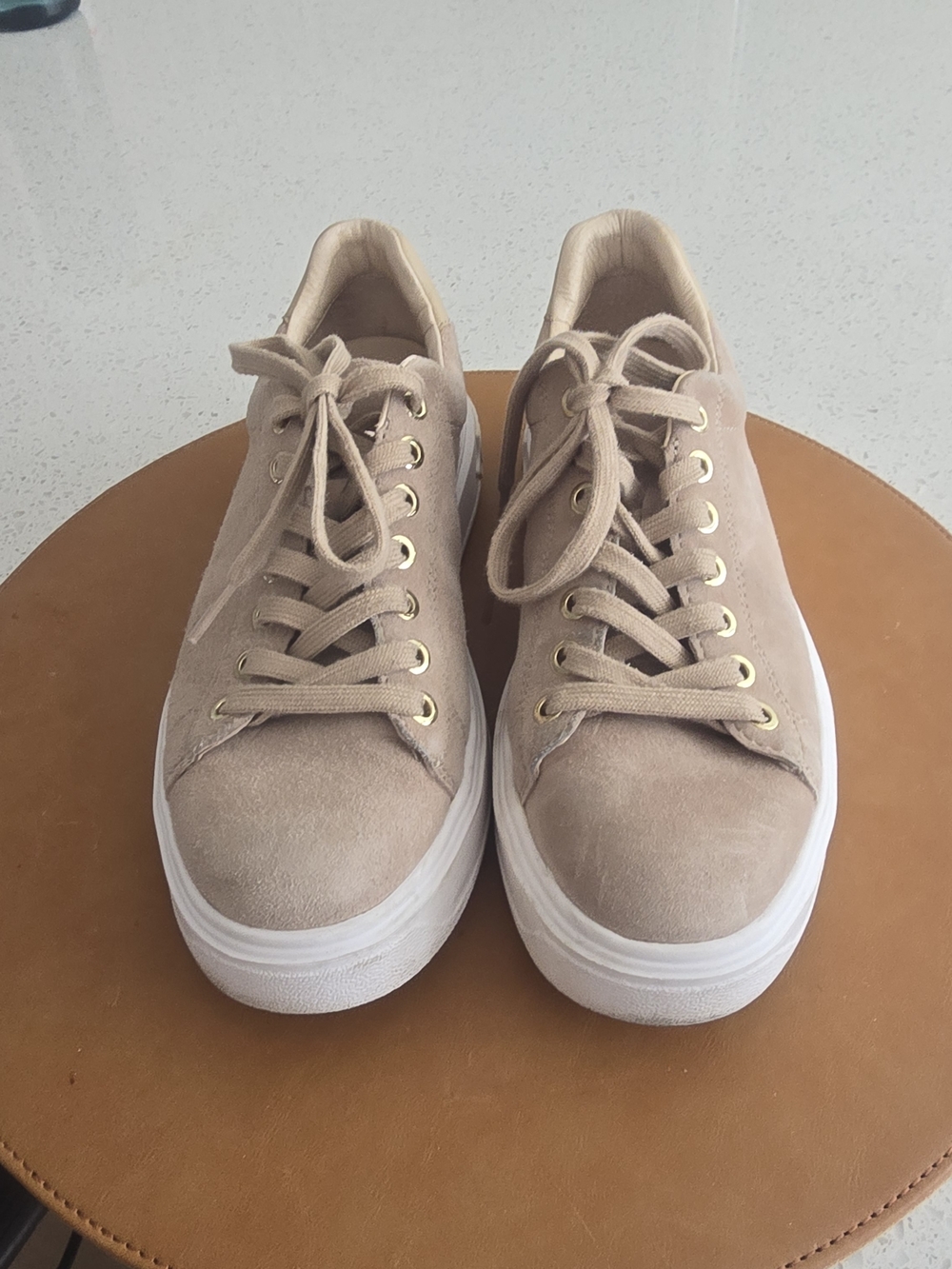 Women’s Tan Suede Lace-Up Sneakers, Wishbone Brand